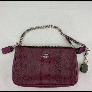 💜Coach Purple Snake Embossed Leather Wristlet 💜